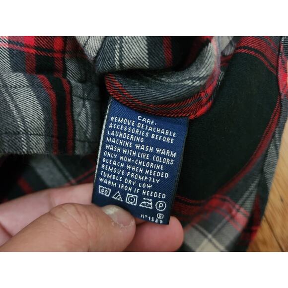 Ralph Lauren Sport Shirt Womens 12 Red Plaid Embroider Crest Flannel Classic Fit - Picture 7 of 11